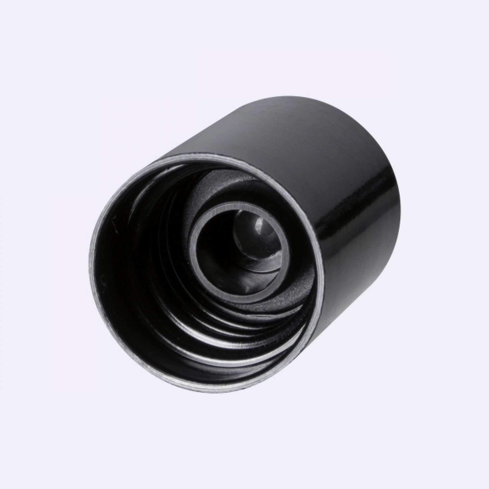 Roll-on cap DIN18, Urea, black fitment, polished glass ball, black cap (Orion)