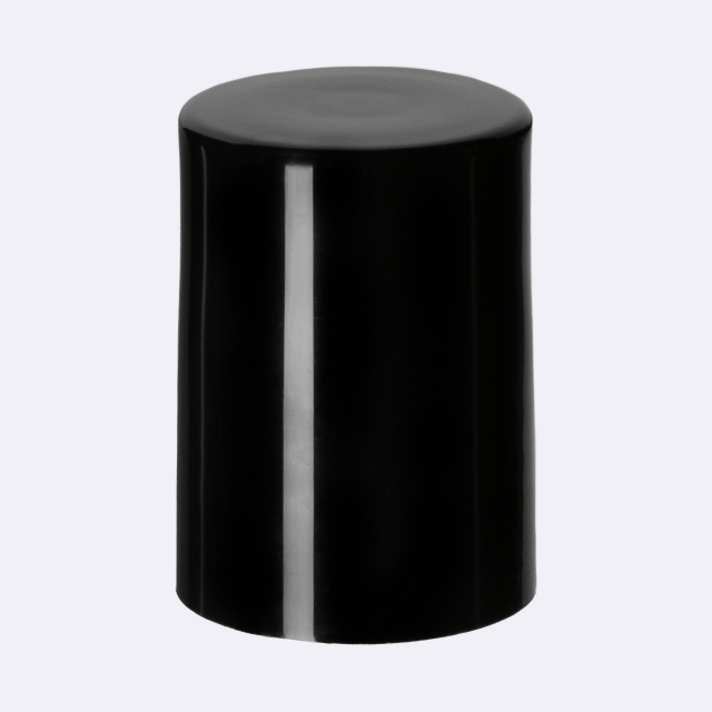 Roll-on cap DIN18, PP, black, natural fitment, white matt plastic ball, black cap (Orion)