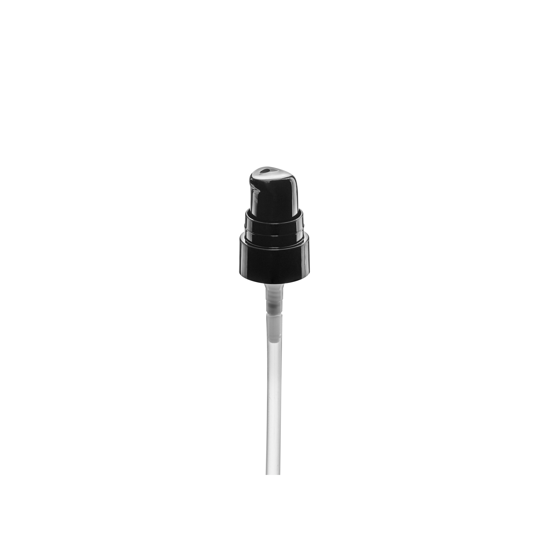 Lotion pump Sinfonia 18/400, PP, black, glossy finish, dose 0.10ml, black overcap (Mira 15)   