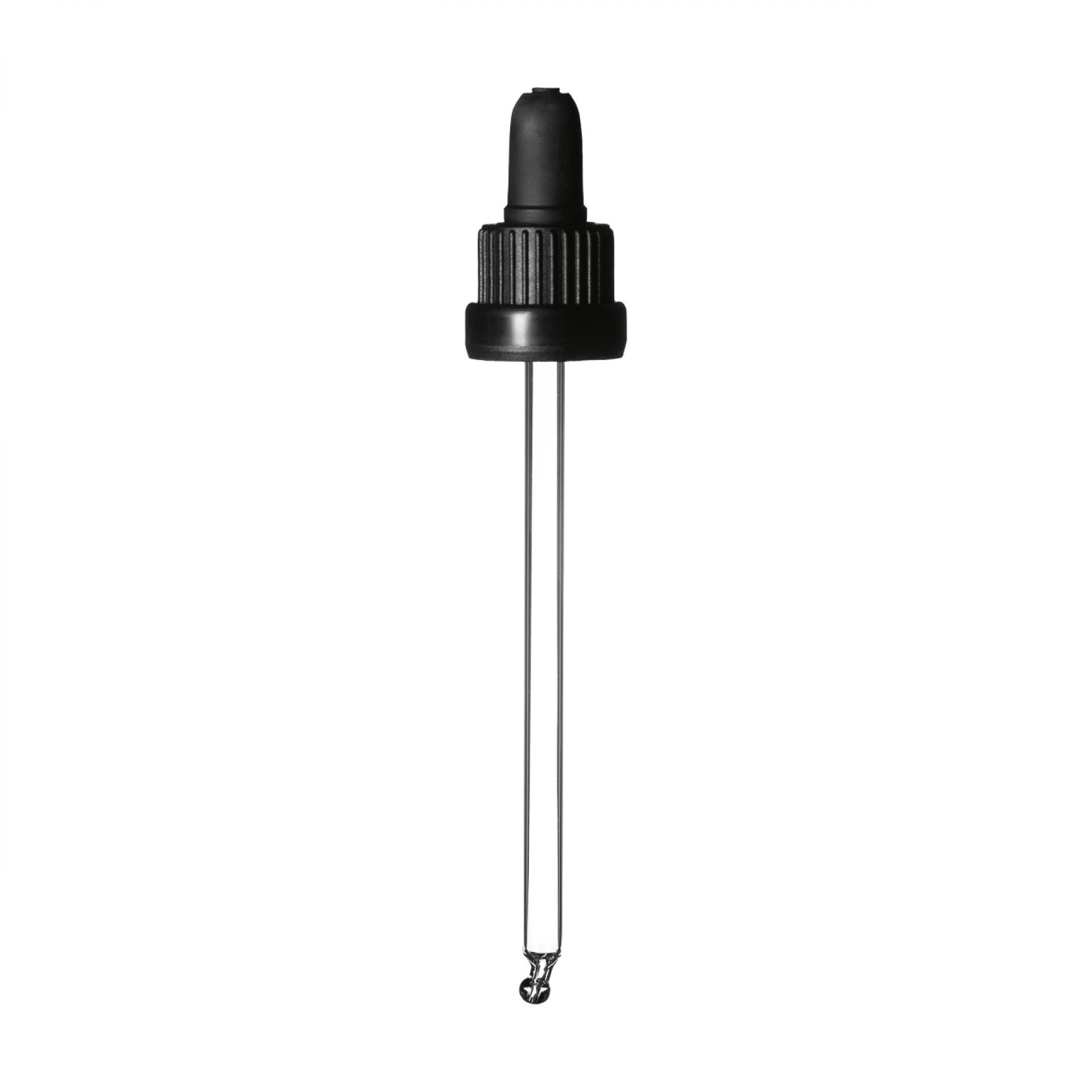 Pipette tamper evident DIN18, III, black, ribbed, bulb TPE, dose 0.7ml, bent ball tip (Orion 100)