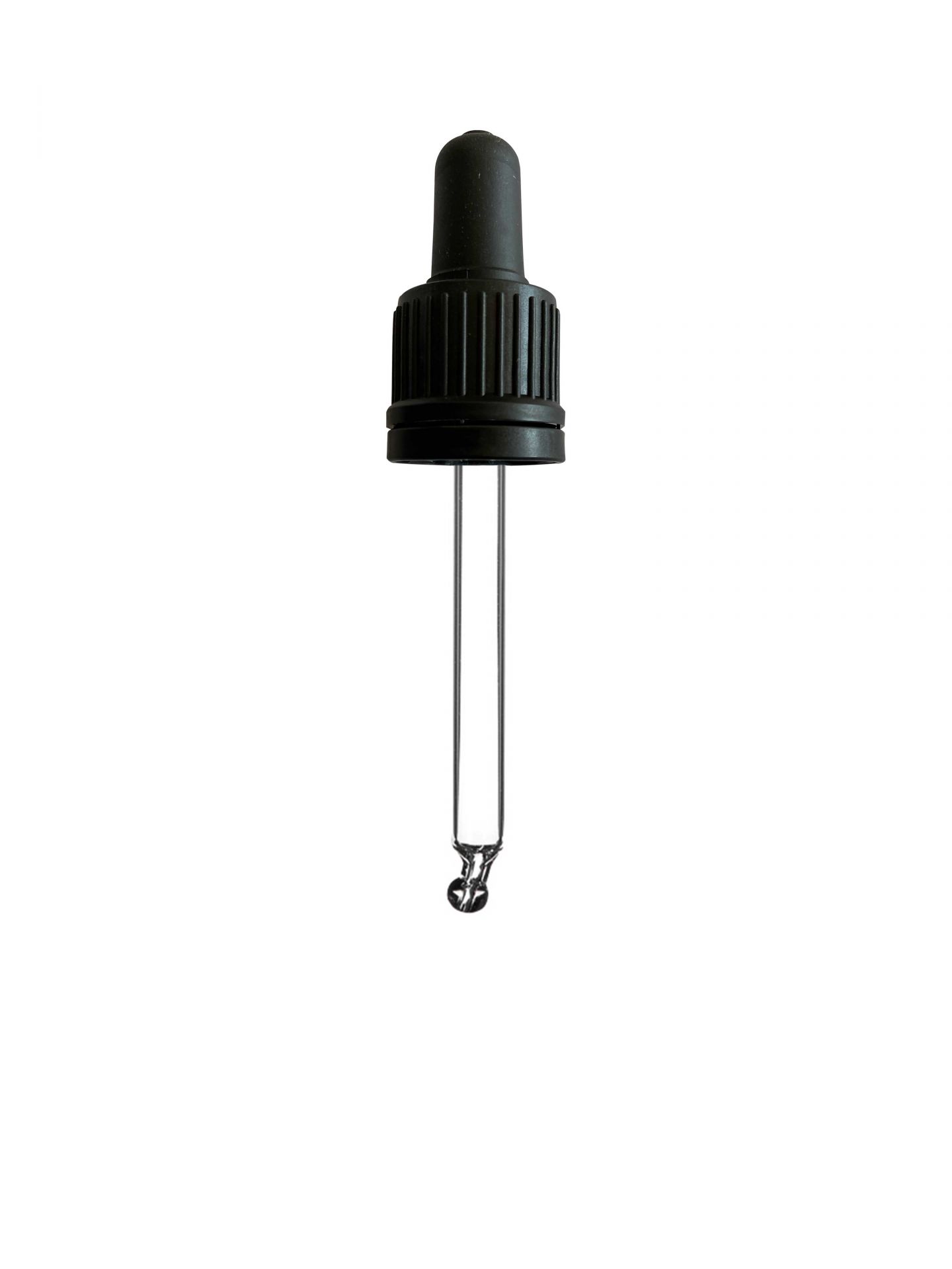 Pipette tamper evident DIN18, II, black, ribbed, bulb TPE, dose 0.7ml, bent ball tip (Orion 30)