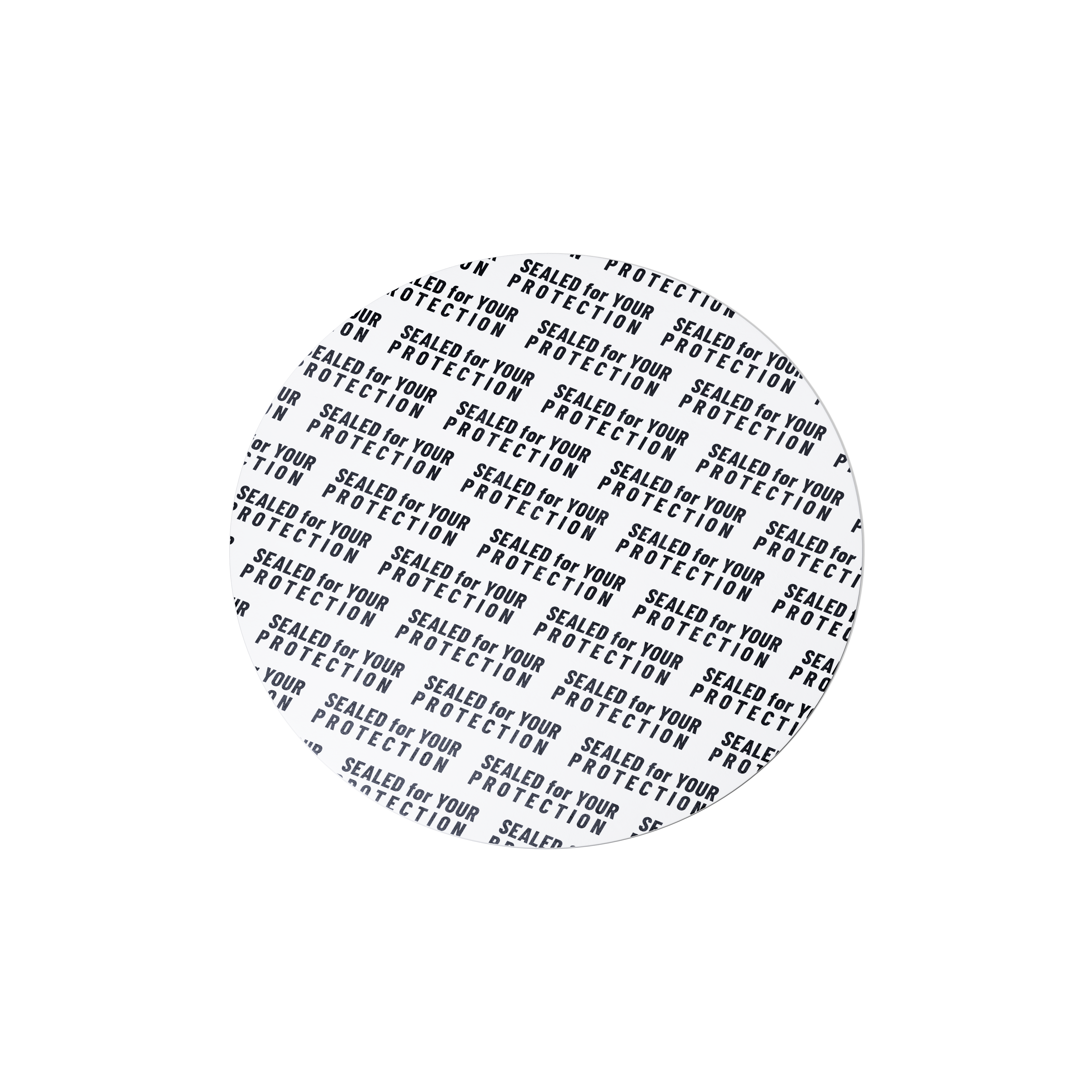 Pressure sensitive seal, 68mm, white, text (Saturn 250/400), only applicable for dry goods   