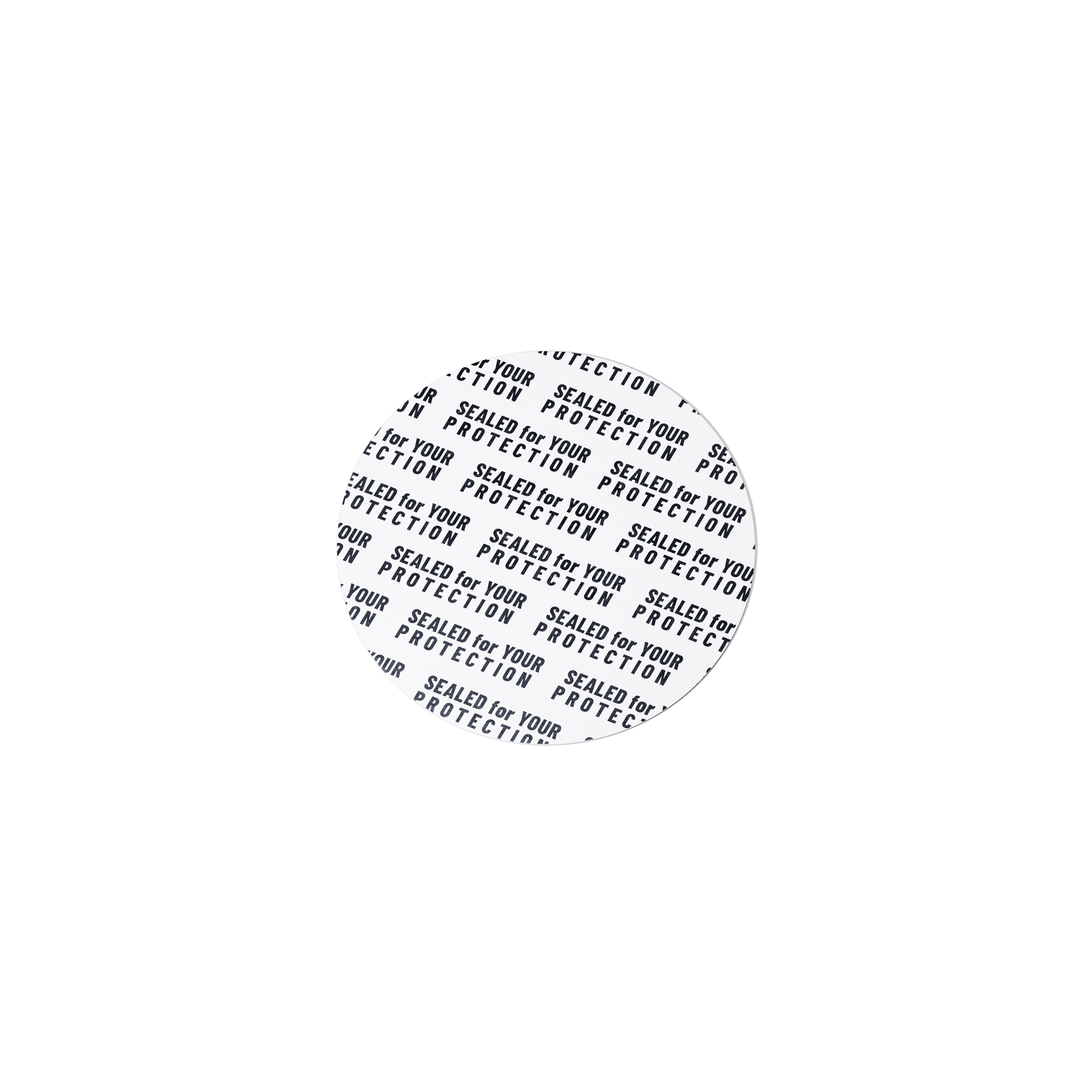 Pressure sensitive seal, 45mm, white,text (Saturn 100/Carina 200/300), only applicable for dry goods