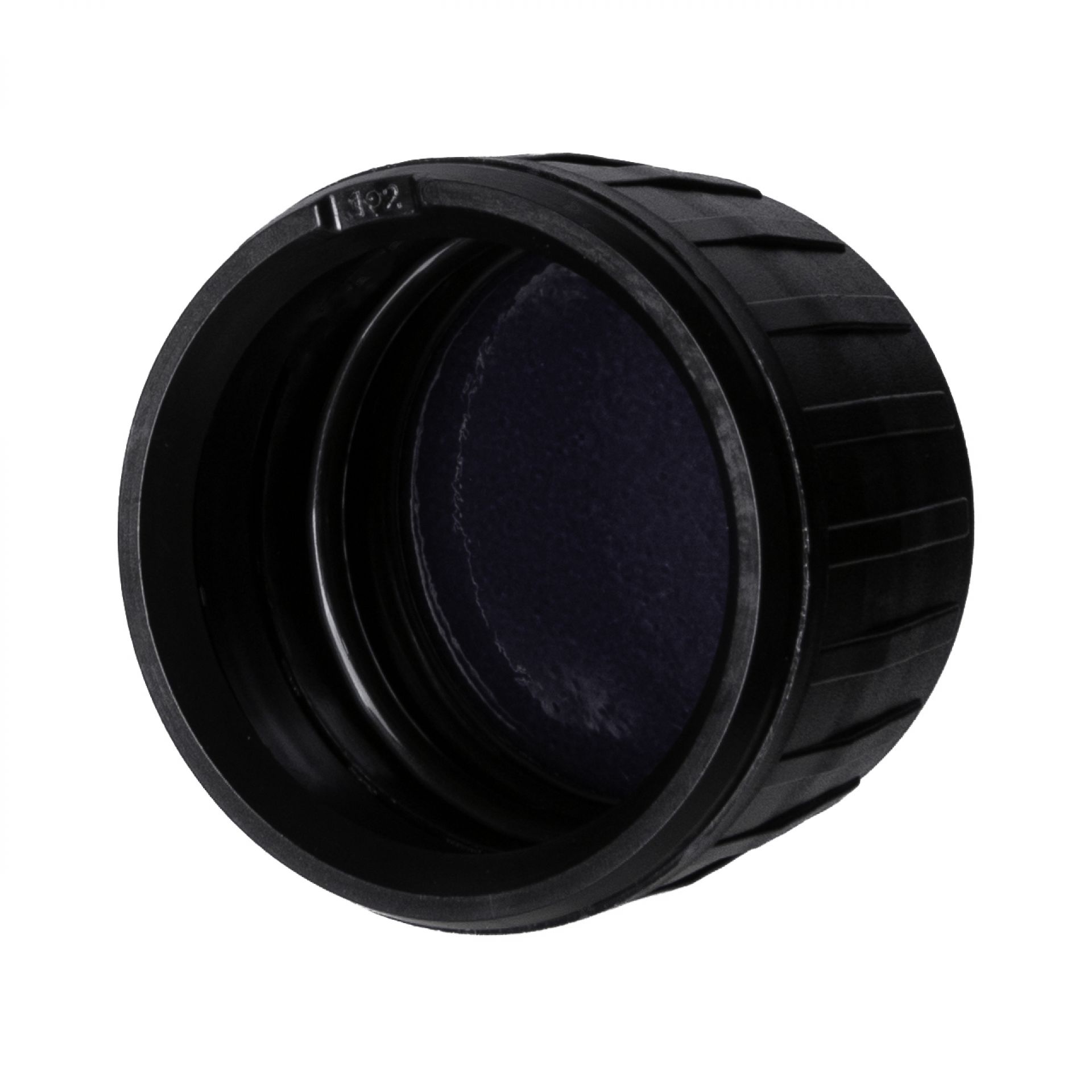 Screw cap tamper-evident PP28, III, PP, black, violet Phan inlay (Aquarius)