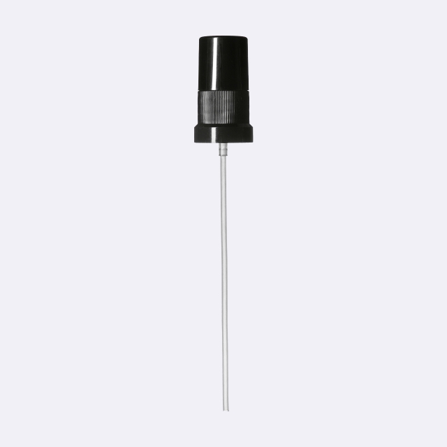 Mist sprayer Classic stepped, DIN18, PP, black, ribbed, dose 0.10 ml, with black overcap (for Orion 100 ml)