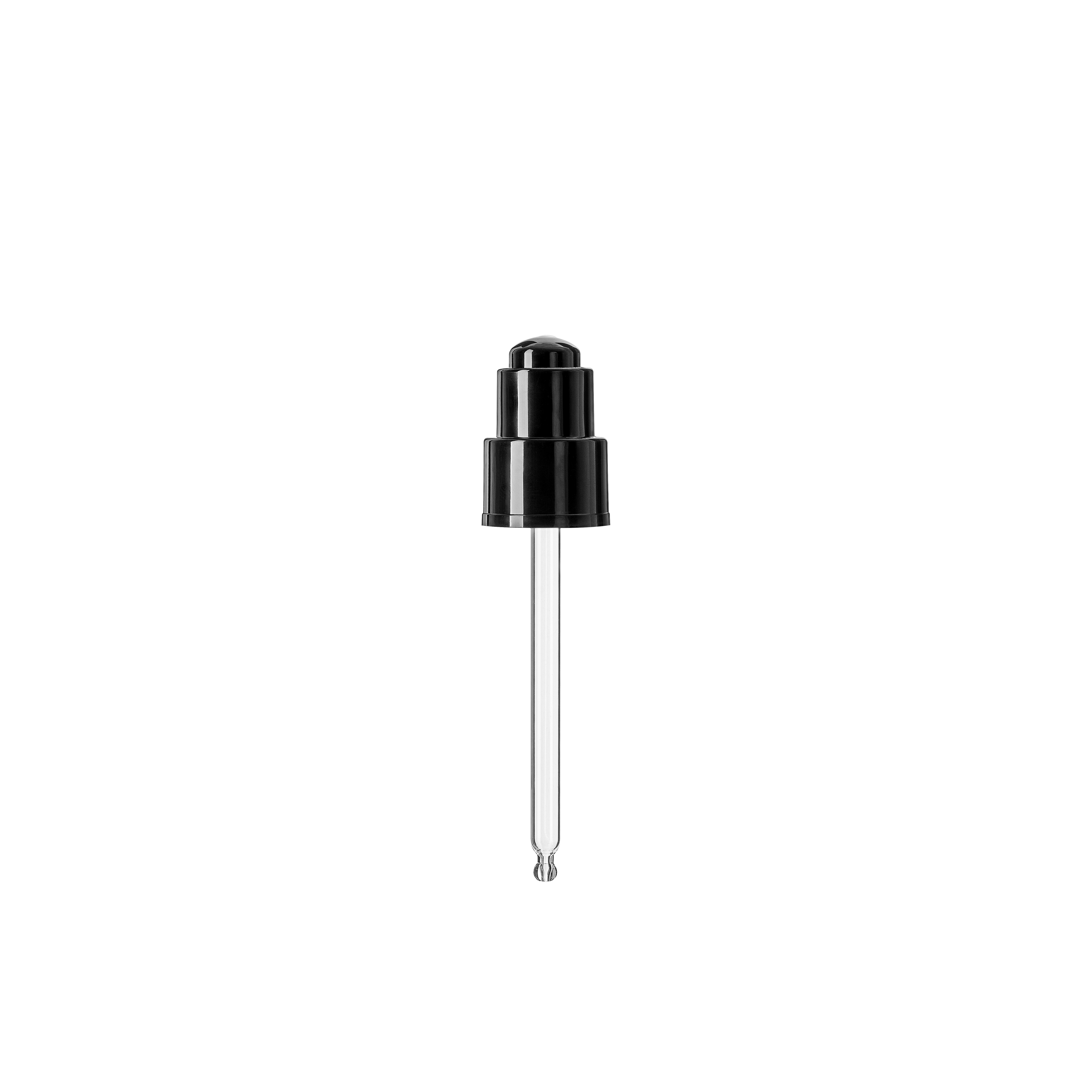 Push-button pipette 24/410, black glossy finish, bulb Nitrile 0.4ml, ball tip, straight (Virgo 100)