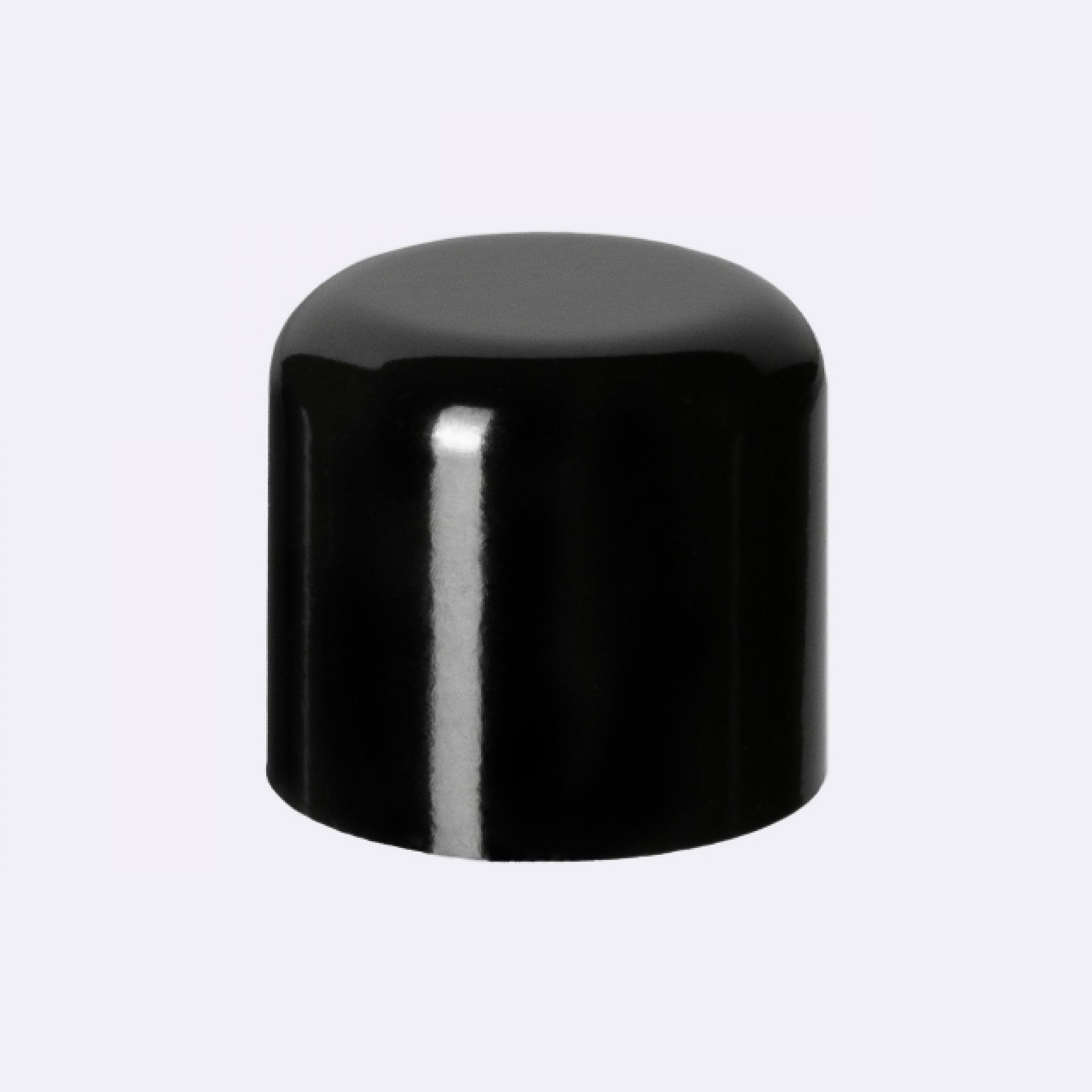 Screw cap DIN18, Urea, black, semi-glossy finish, violet Phan inlay (Orion)