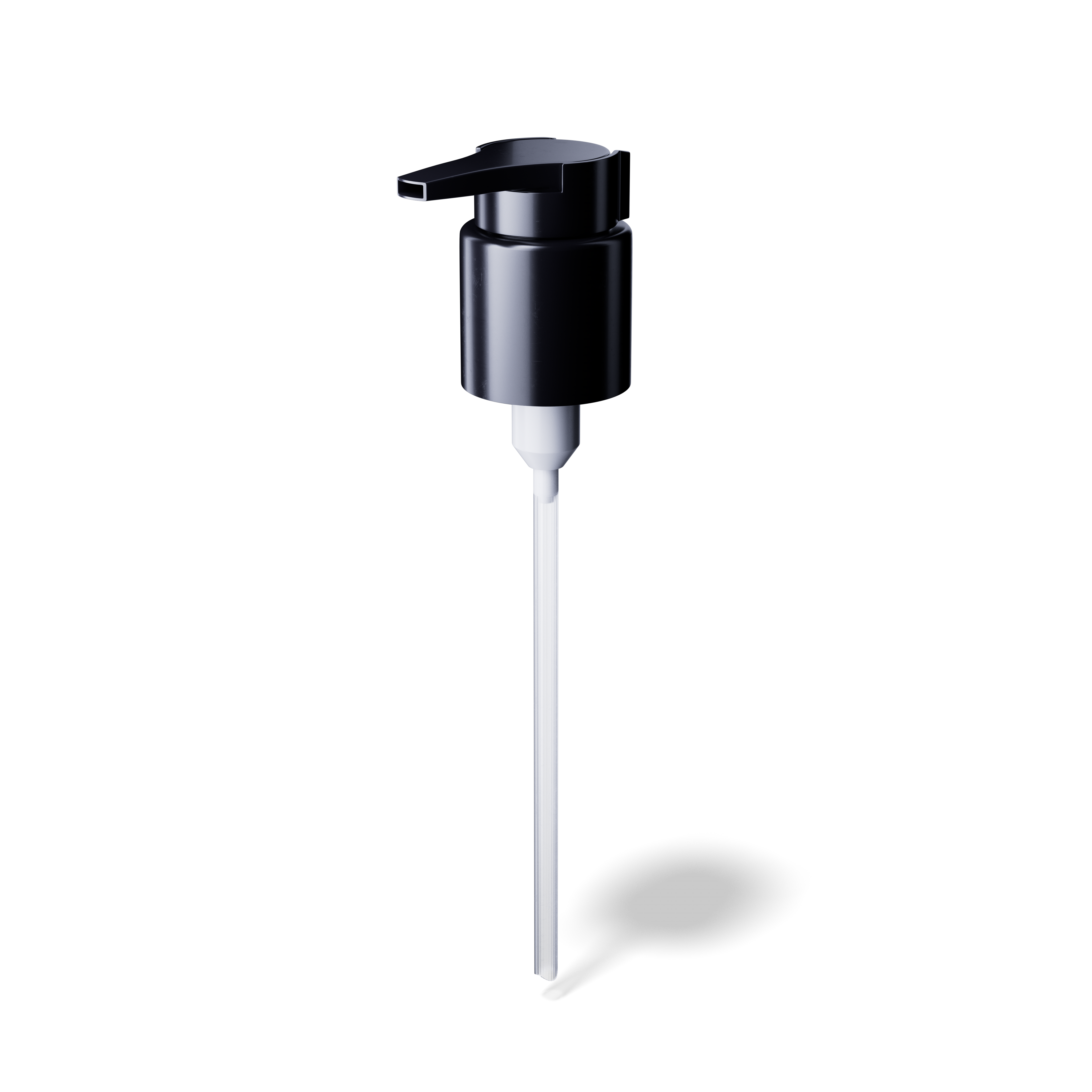 Lotion pump extended nozzle 24/410, PP, black, smooth, dose 0.50ml, security clip (Draco 120)
