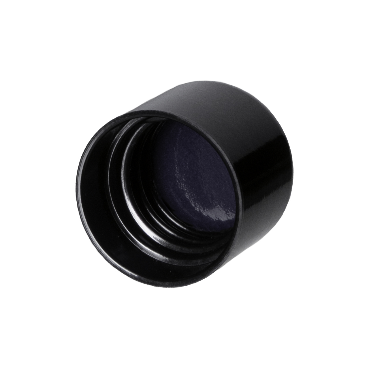 Screw cap DIN18, Urea, black, semi-glossy finish with violet Phan inlay (for Orion 5-100 ml)