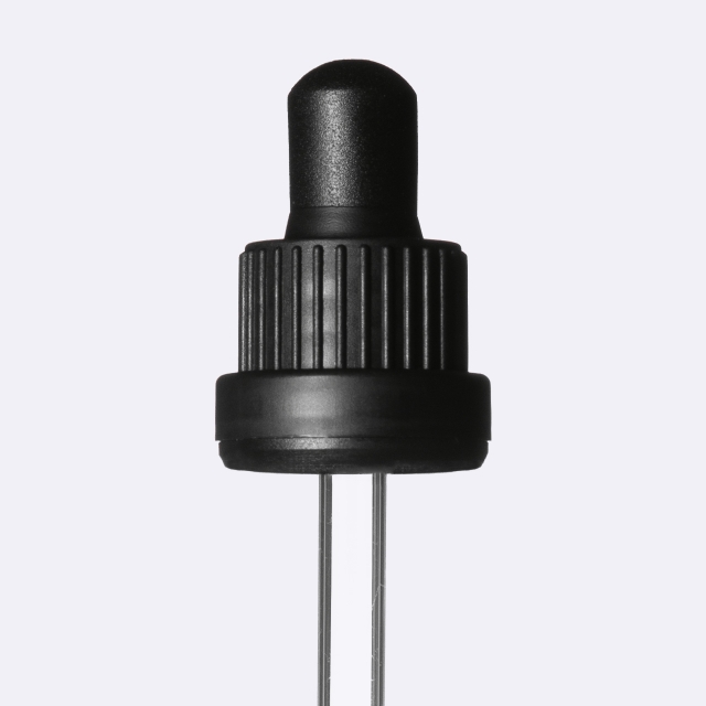 Pipette tamper evident DIN18, III, black, ribbed, bulb NBR, dose 0.7ml, conical tip (Orion 30)