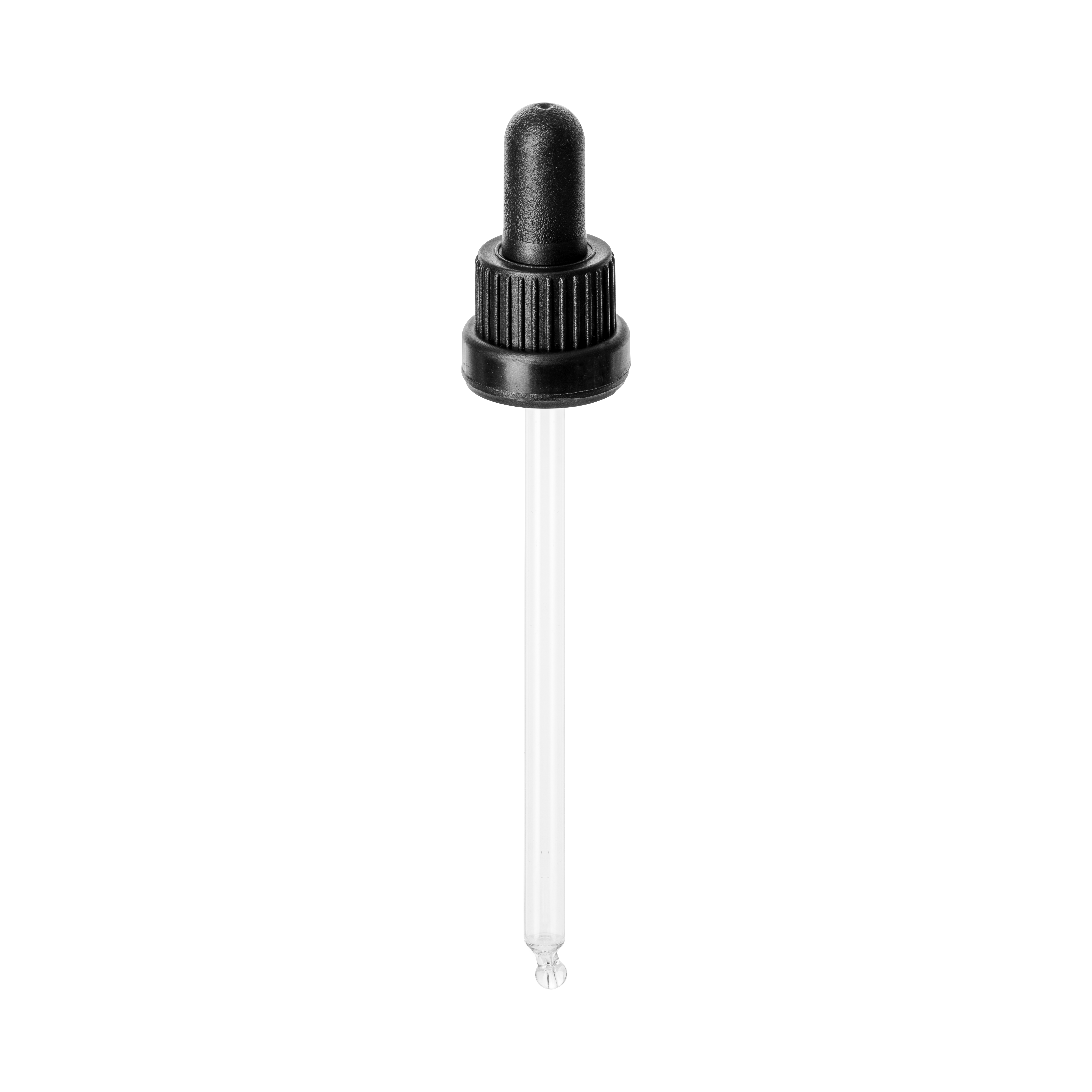 Pipette tamper evident DIN18, III, black, ribbed, bulb NBR, dose 1.0ml, bent ball tip (Orion 100)