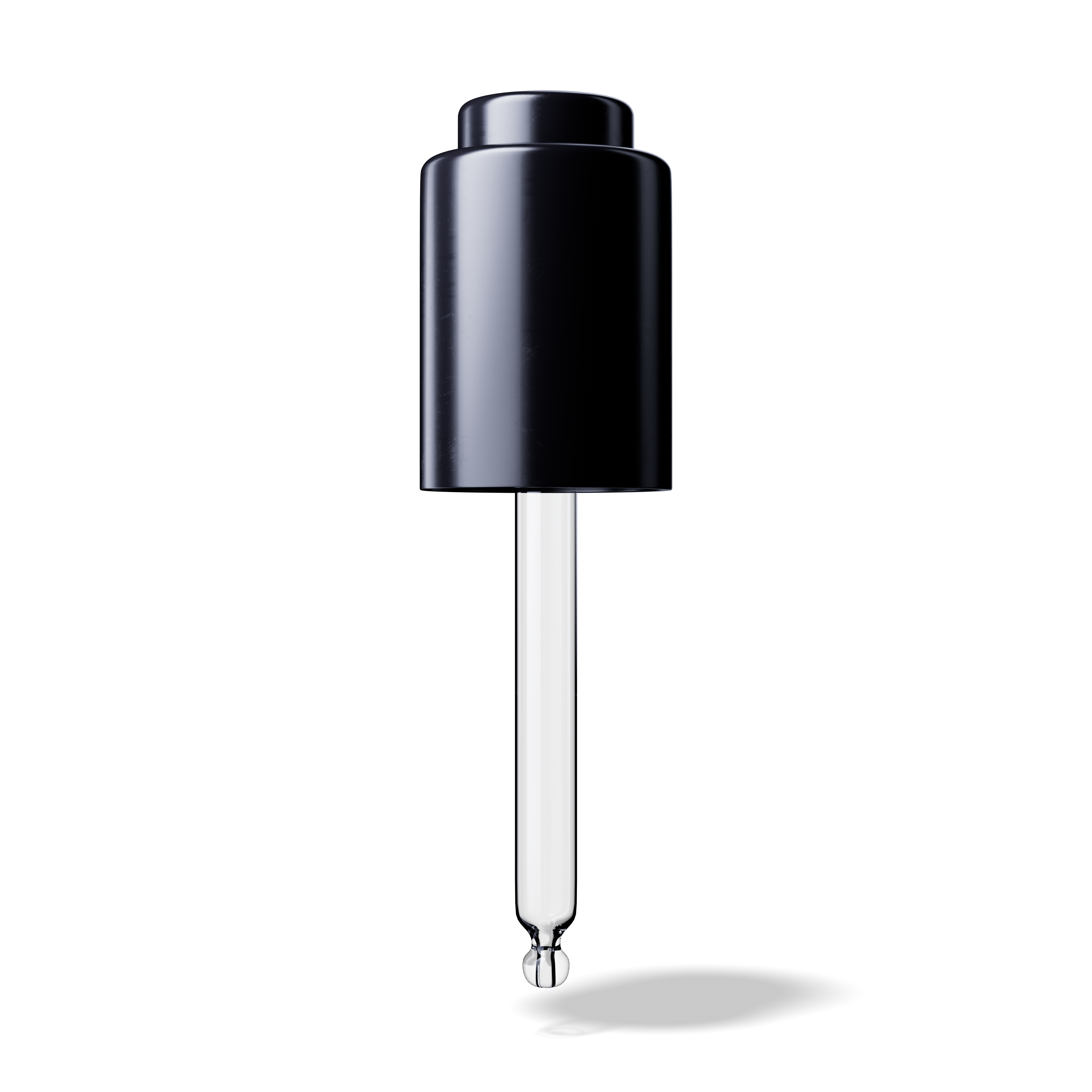 Push-button pipette 18/415, black glossy finish, bulb Nitrile 0.4ml, ball tip, straight (Virgo 30)