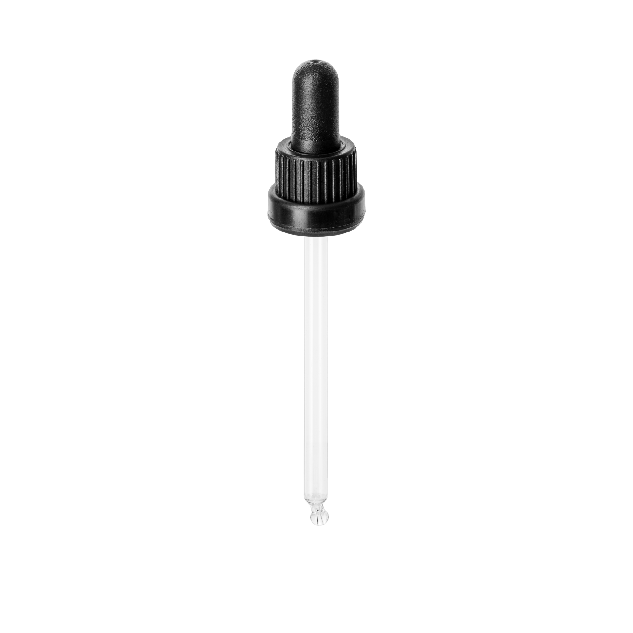 Pipette tamper evident DIN18, III, black, ribbed, bulb NBR, dose 1.0ml, bent ball tip (Orion 50)