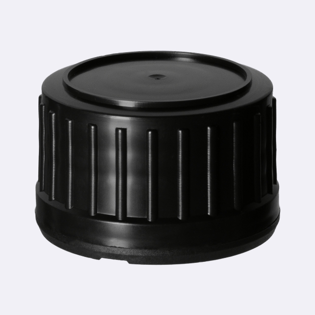 Screw cap series III, 31.5 STD, tamper-evident, PP, black, ribbed with violet Phan inlay (for Castor 100-1000 ml & Pollux 500 ml)