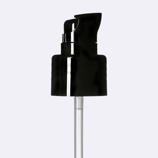 Lotion pump Metropolitan 24/410, PP, black, smooth, dose 0.14 ml with security clip (Virgo 200 ml)