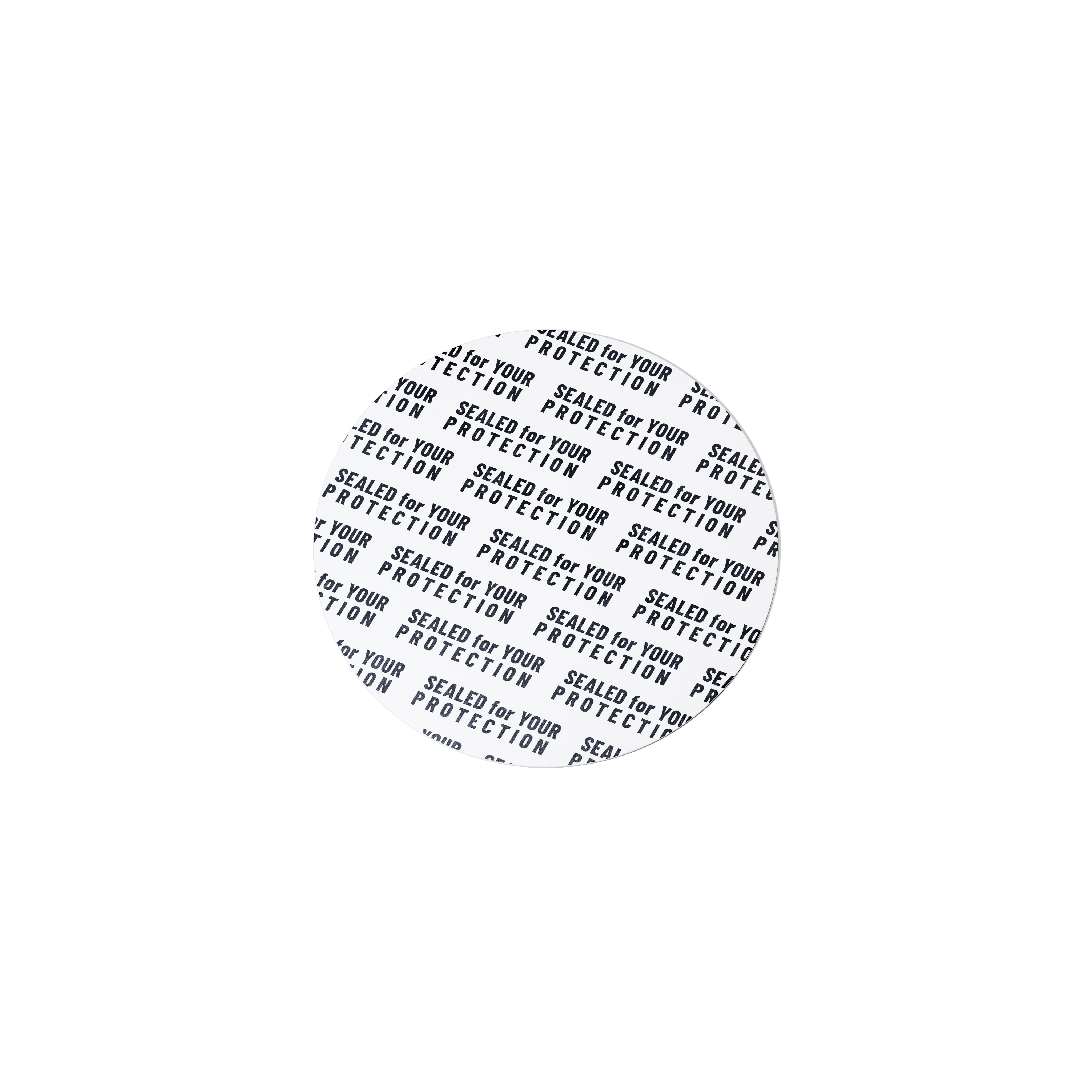 Pressure sensitive seal, 50mm, white, black text (Saturn 150), only applicable for dry goods