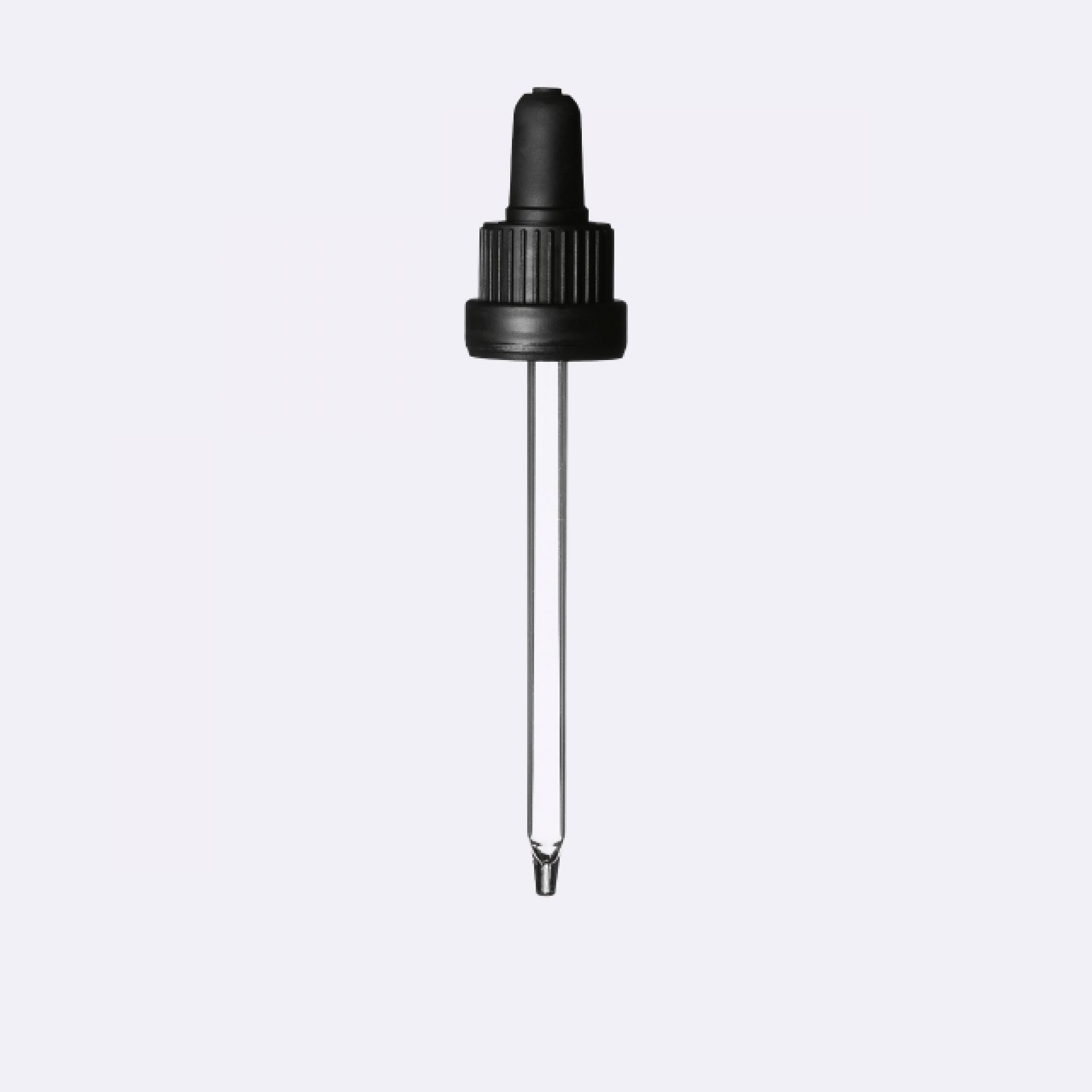Pipette tamper evident DIN18, III, black, ribbed, bulb TPE, dose 0.7ml, conical tip (Orion 50)