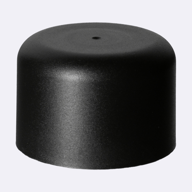 Pourer cap DIN18, PP, black matt with natural pourer PELD (aligned with Orion 50 ml)