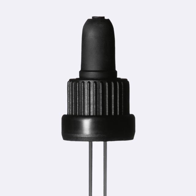 Pipette series III, DIN18, tamper-evident, PP, black matt, ribbed, black bulb TPE 0.7 ml, ball tip, bent (for Orion 50 ml)
