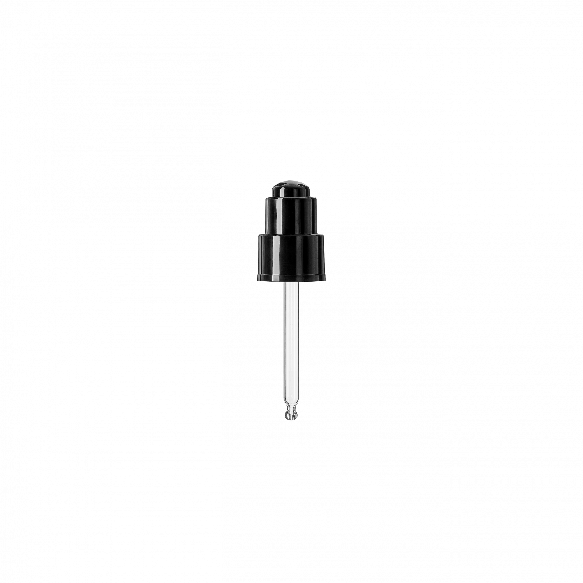 Push-button pipette 24/410, black glossy finish, bulb Nitrile 0.4ml, ball tip, straight (Virgo 50)