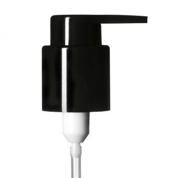 Lotion pump extended nozzle 24/410, PP, black, smooth, dose 0.50ml, security clip (Draco 120)