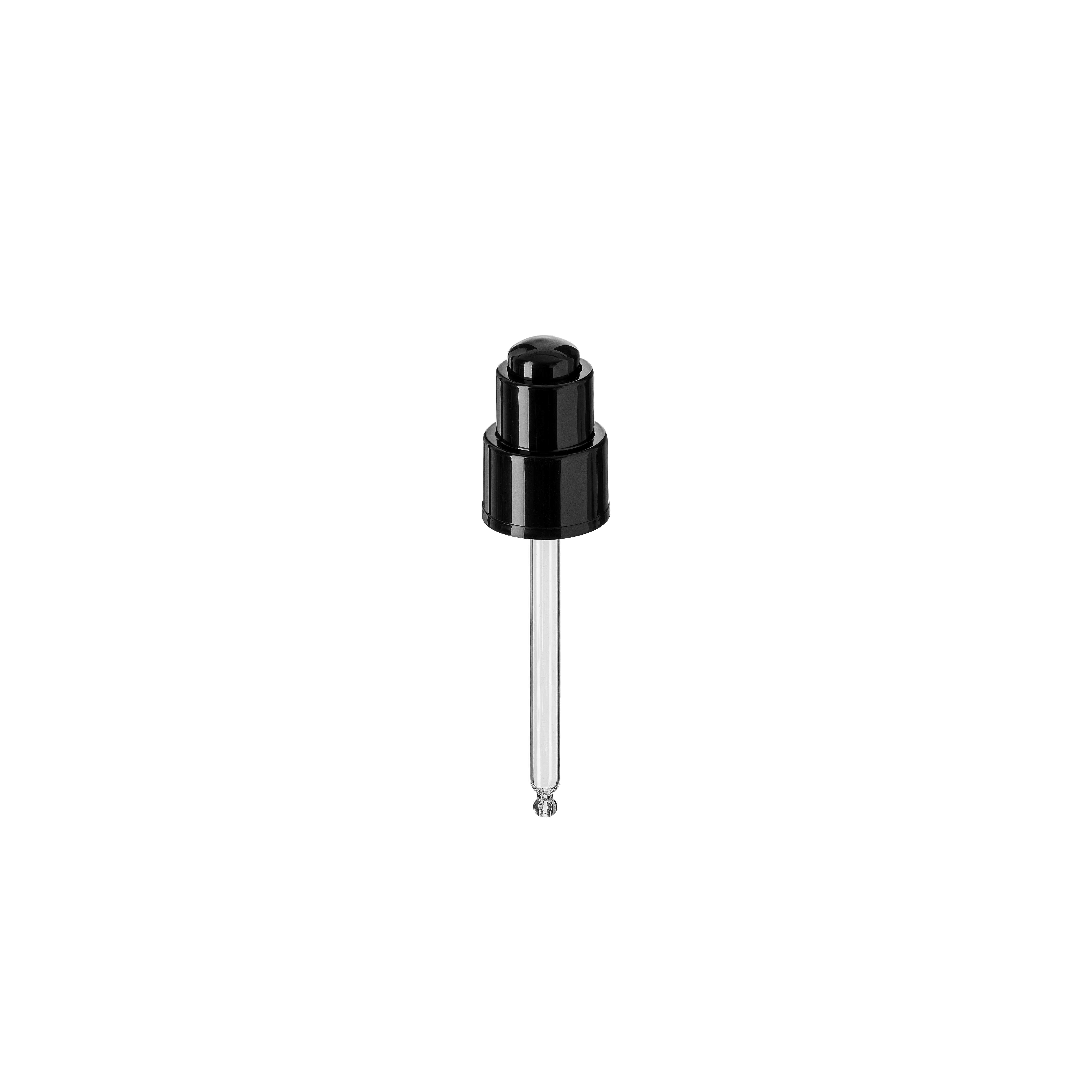 Push-button pipette 24/410, black glossy finish, bulb Nitrile 0.4ml, ball tip, straight (Virgo 100)