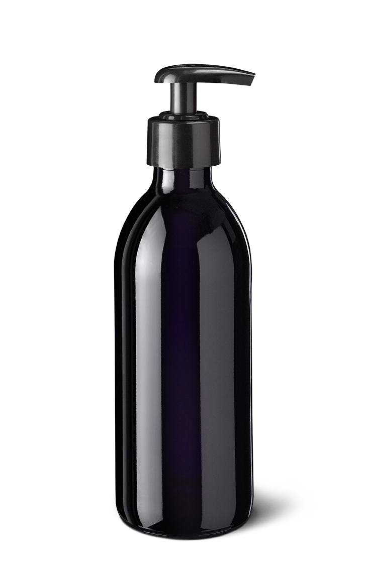 Hochvolumige Lotionspumpe, 28/410, PP, schwarz, glänzende Oberfläche, Dosierung 2,0 ml, 2,0 mm Tri-Seal-Dichtung (für Aquarius 500 ml)