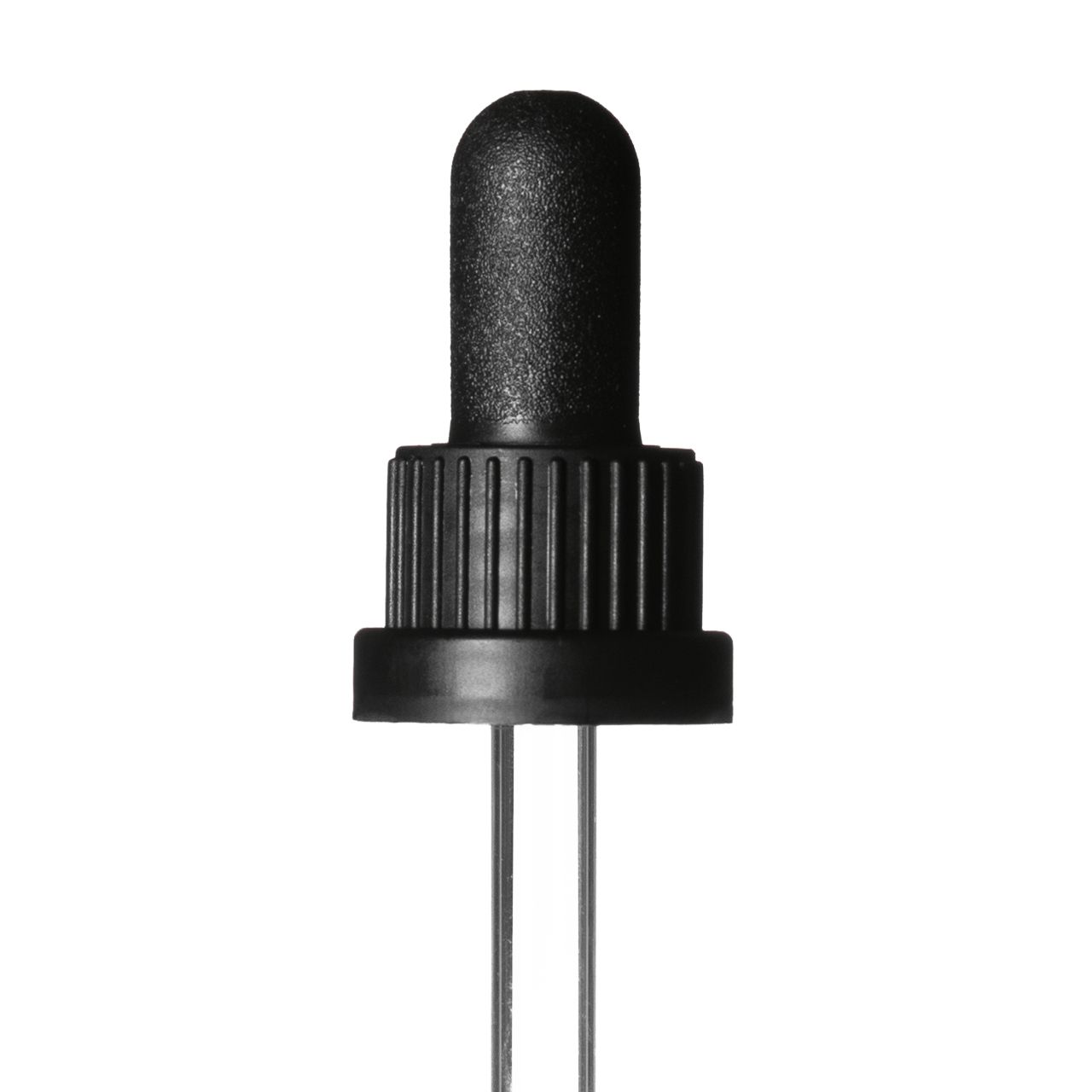 Pipette tamper evident DIN18, III, black, ribbed, bulb CB, dose 1.0ml, bent ball tip (Orion 100)