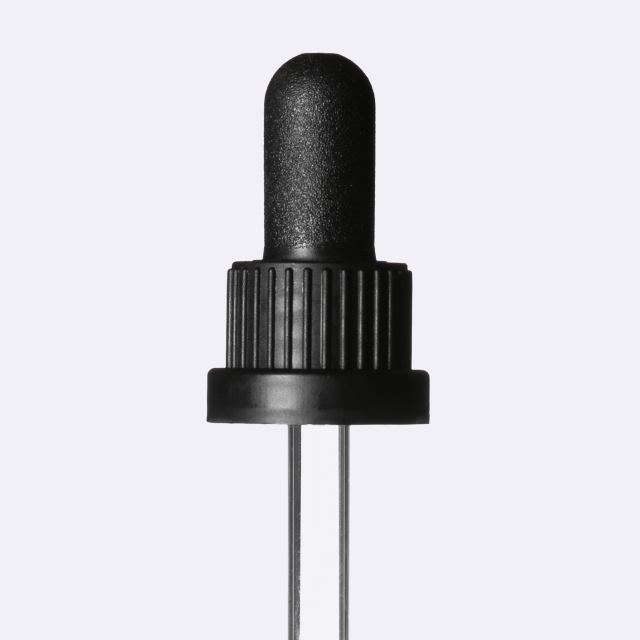 Pipette series III, DIN18, tamper-evident, PP, black matt, ribbed, black bulb TPE 0.7 ml, conical tip, straight (for Orion 100 ml)