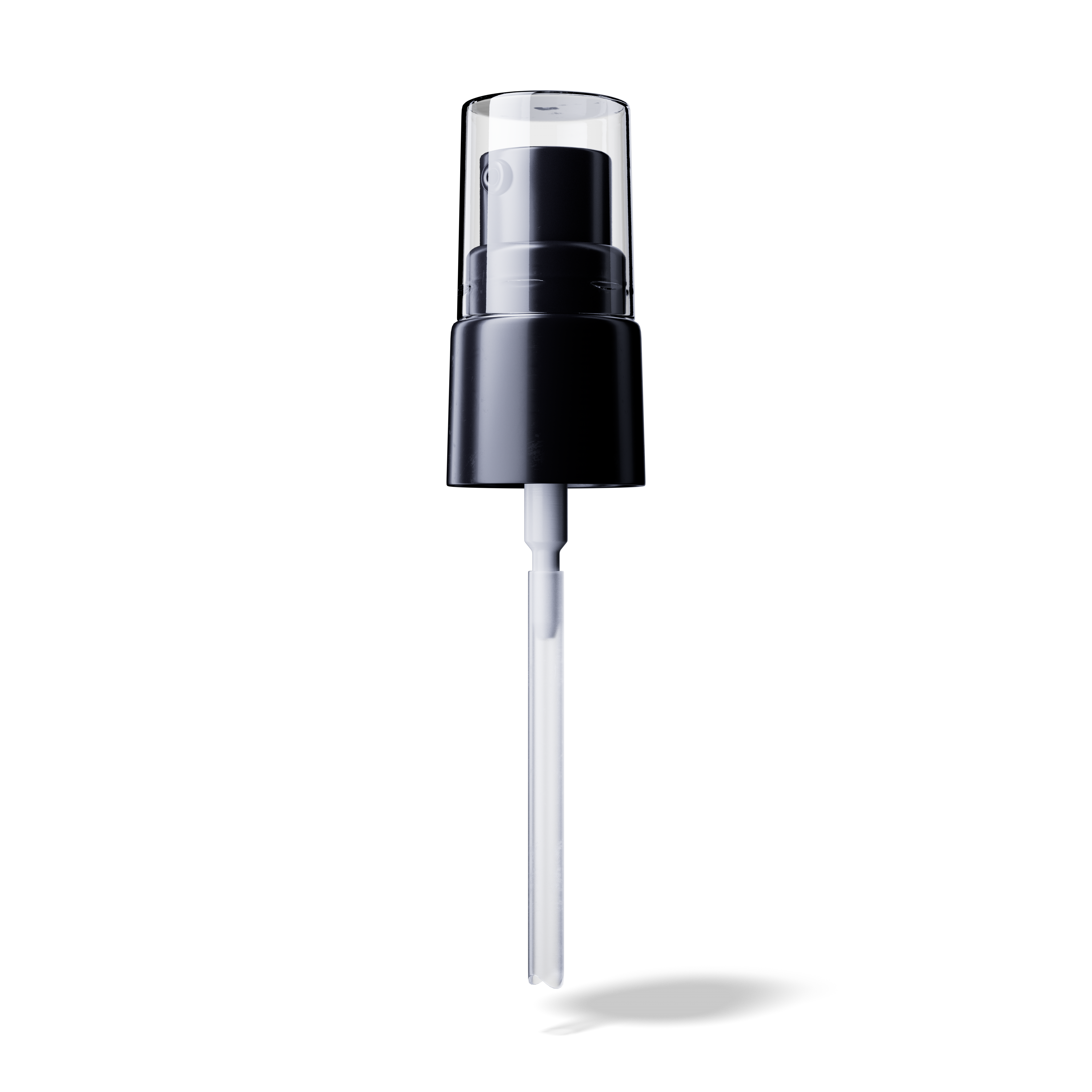 Lotion pump Sinfonia 18/415, PP black, glossy finish, dose 0.10ml, transparent overcap (Virgo 30)