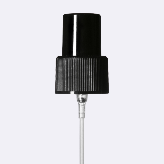 Mist sprayer Classic 24/410, PP, black, ribbed, dose 0.14 ml, with black overcap (Orion 200 ml)