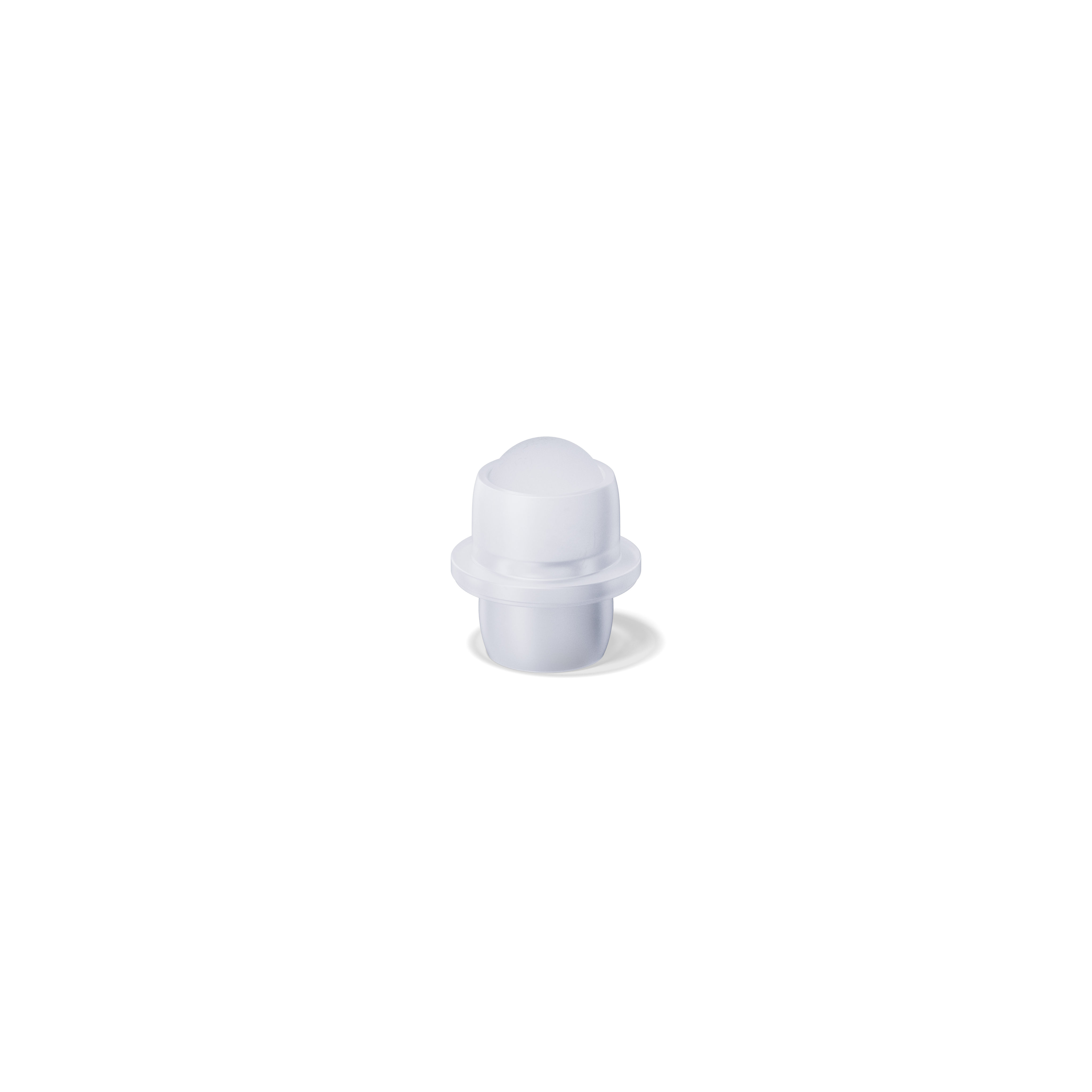 Roll-on cap DIN18, PP, natural fitment, white matte plastic ball, black cap (Orion)
