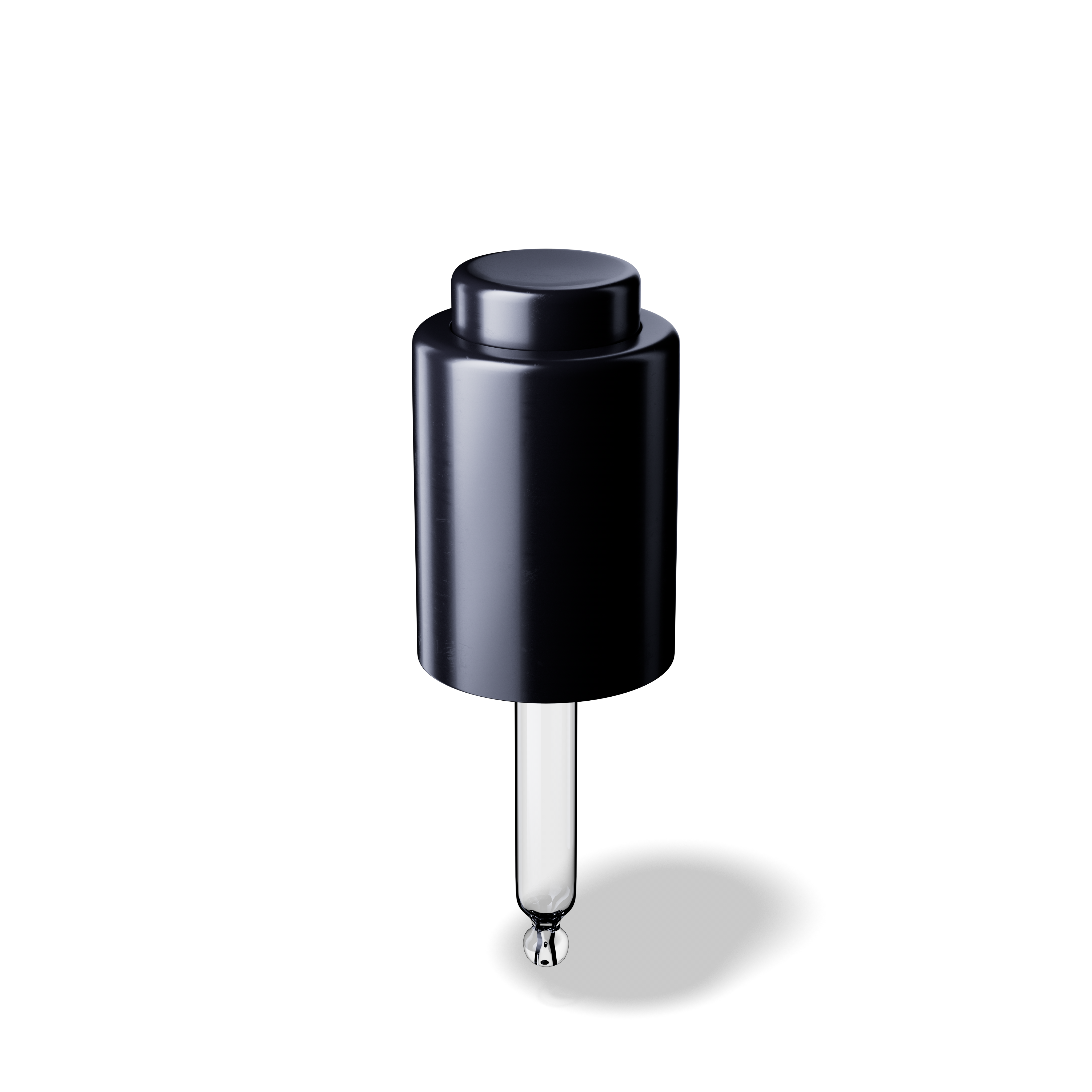 Push-button pipette 18/415, black glossy finish, bulb Nitrile 0.4ml, ball tip, straight (Virgo 15)