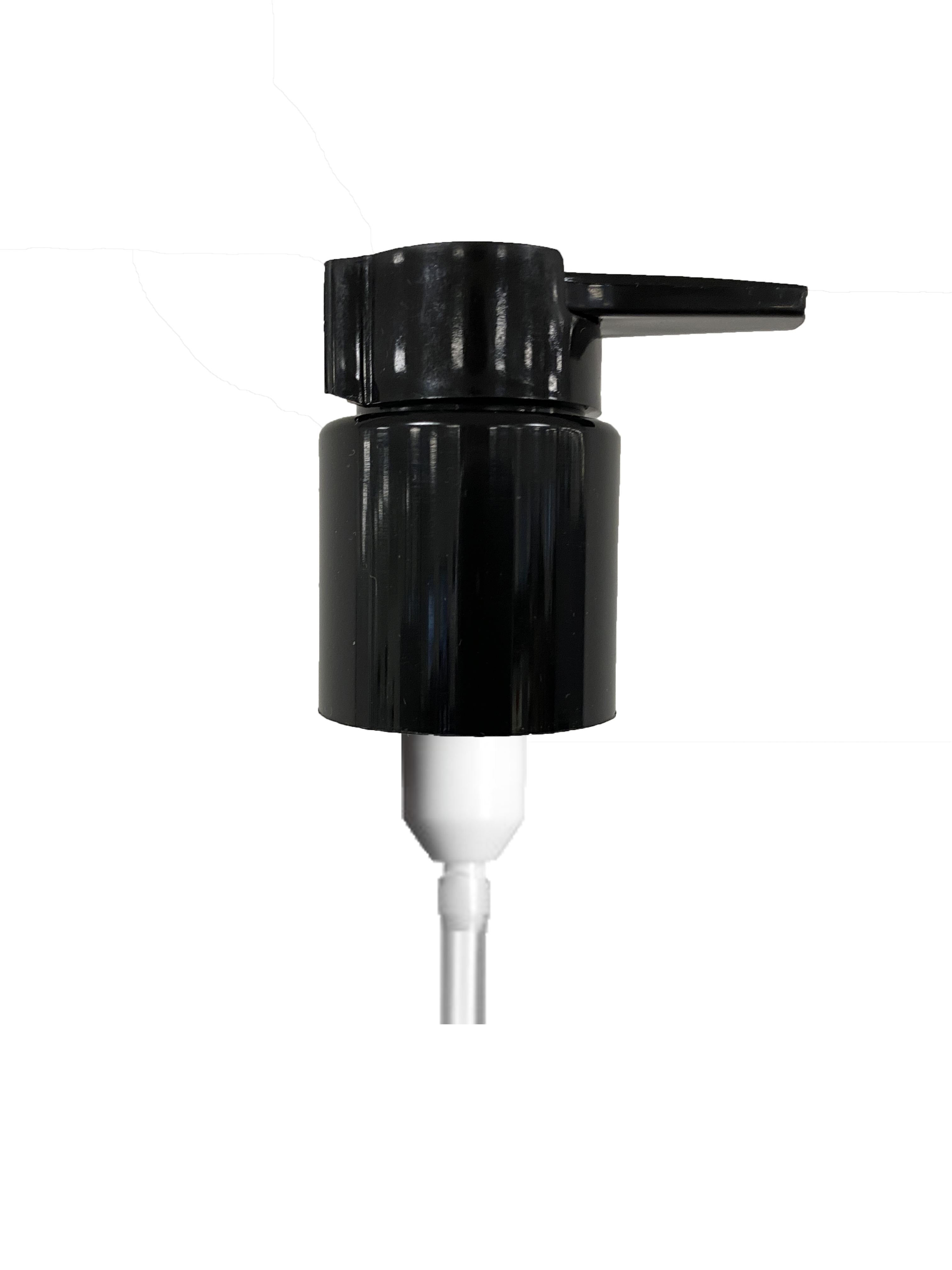 Lotionspumpe Extended Nozzle 24/410, PP, Schwarz, glänzende Oberfläche, Dosierung 0,50 ml, mit 2,0 mm Tri-Seal-Dichtung, schwarzer Sicherheitsclip (Draco 200 ml)