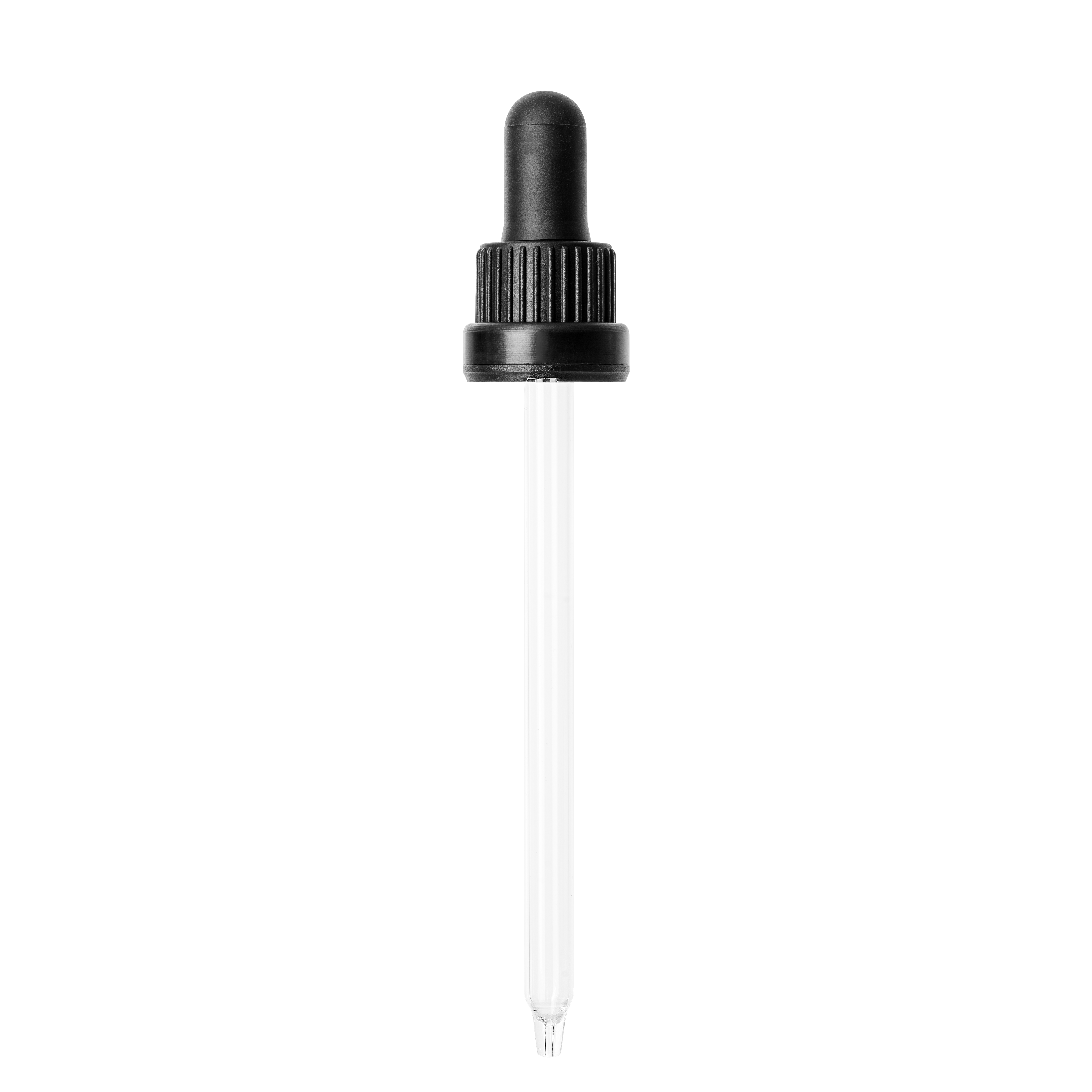 Pipette tamper evident DIN18, III, black, ribbed, bulb TPE, dose 1.0ml, conical tip (Orion 100)