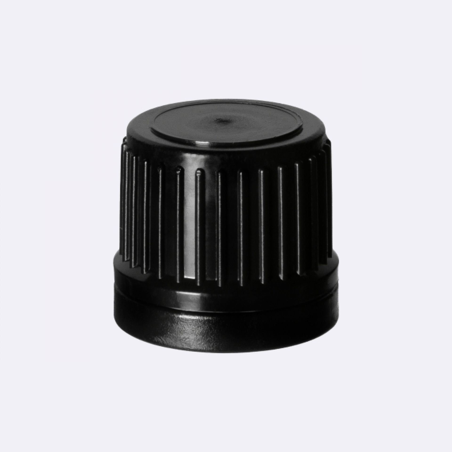 Screw cap tamper evident DIN18, II, PP, black matt, natural vertical dropper 2.0mm (Orion)